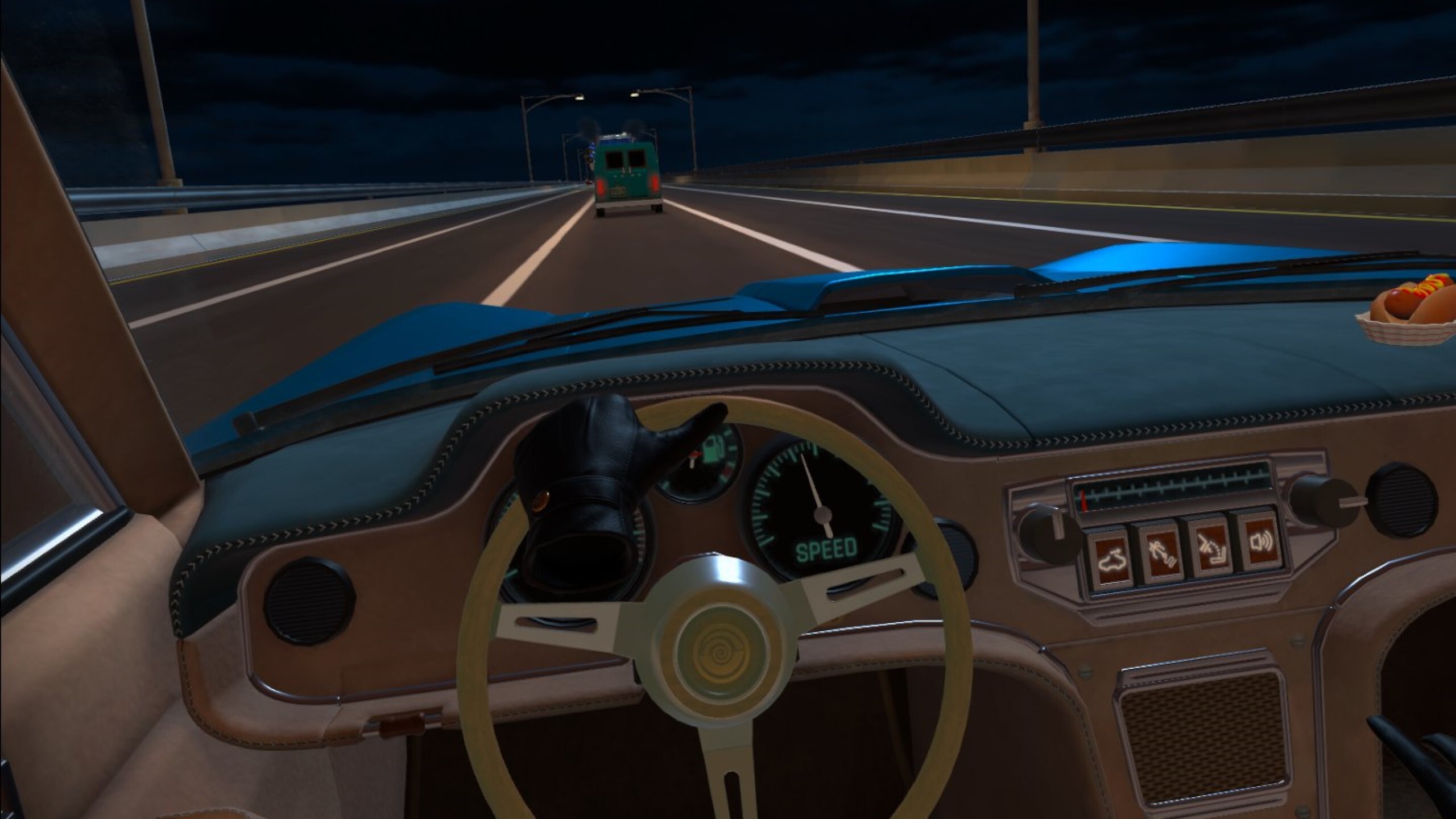 A VR secret agent driving a spy car